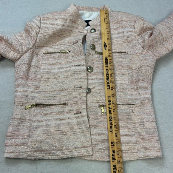 ZARA Fancy Button Down Textured Shoulder Pads Blazer R - Picture 8 of 10